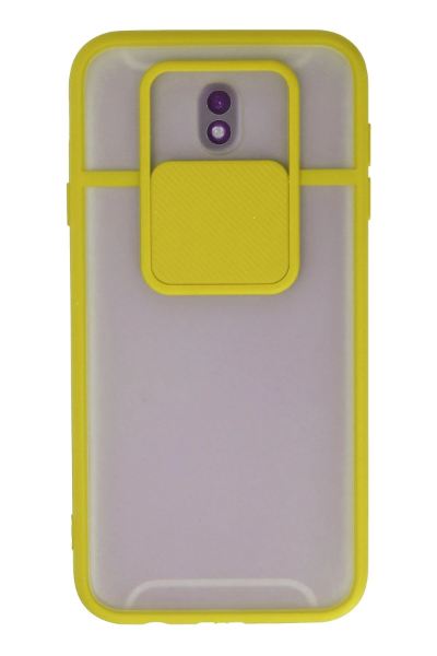 Newface Samsung Galaxy J7 Pro / J730 Kılıf Palm Buzlu Kamera Sürgülü Silikon - Sarı resmi