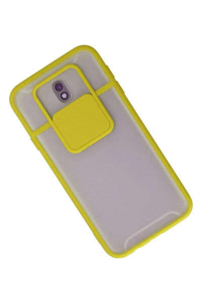 Newface Samsung Galaxy J7 Pro / J730 Kılıf Palm Buzlu Kamera Sürgülü Silikon - Sarı resmi