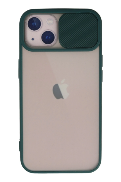 Newface iPhone 13 Kılıf Palm Buzlu Kamera Sürgülü Silikon - Yeşil resmi