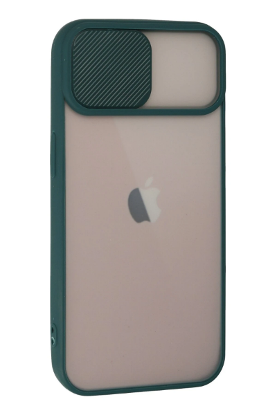 Newface iPhone 13 Kılıf Palm Buzlu Kamera Sürgülü Silikon - Yeşil resmi