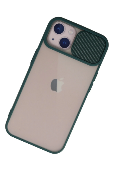 Newface iPhone 13 Kılıf Palm Buzlu Kamera Sürgülü Silikon - Yeşil resmi