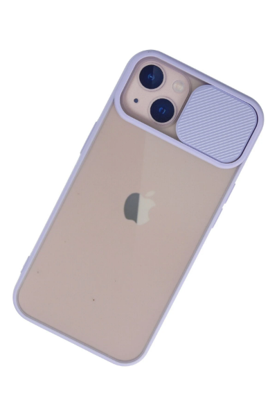 Newface iPhone 13 Kılıf Palm Buzlu Kamera Sürgülü Silikon - Lila resmi