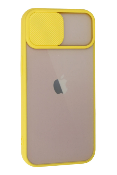 Newface iPhone 13 Kılıf Palm Buzlu Kamera Sürgülü Silikon - Sarı resmi