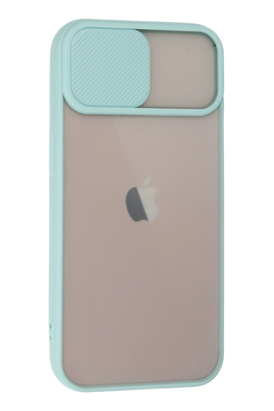 Newface iPhone 13 Kılıf Palm Buzlu Kamera Sürgülü Silikon - Turkuaz resmi