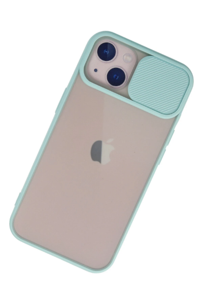 Newface iPhone 13 Kılıf Palm Buzlu Kamera Sürgülü Silikon - Turkuaz resmi