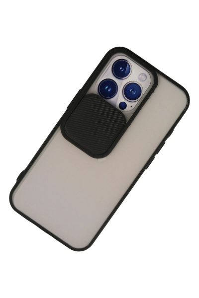 Newface iPhone 13 Pro Kılıf Palm Buzlu Kamera Sürgülü Silikon - Siyah resmi