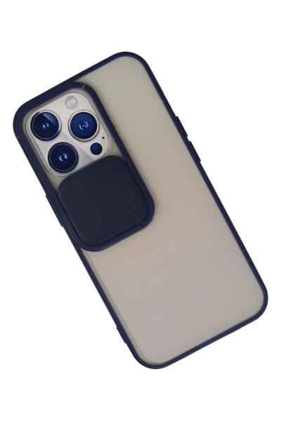 Newface iPhone 13 Pro Kılıf Palm Buzlu Kamera Sürgülü Silikon - Lacivert resmi