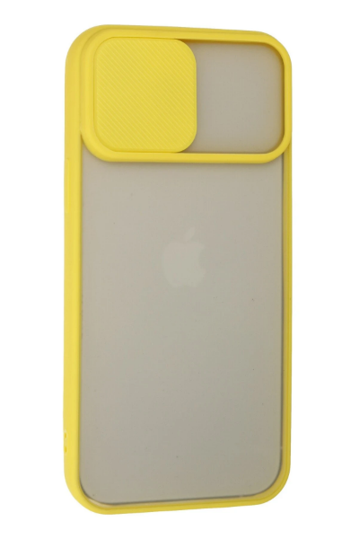 Newface iPhone 13 Pro Max Kılıf Palm Buzlu Kamera Sürgülü Silikon - Sarı resmi