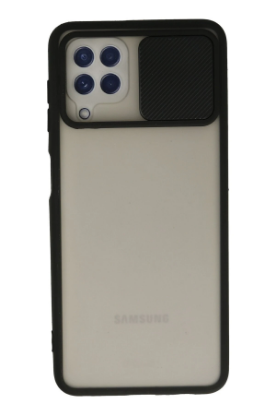 Newface Samsung Galaxy A22 Kılıf Palm Buzlu Kamera Sürgülü Silikon - Siyah resmi