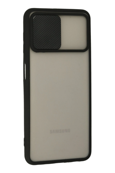 Newface Samsung Galaxy A22 Kılıf Palm Buzlu Kamera Sürgülü Silikon - Siyah resmi