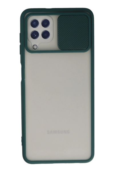 Newface Samsung Galaxy A22 Kılıf Palm Buzlu Kamera Sürgülü Silikon - Yeşil resmi