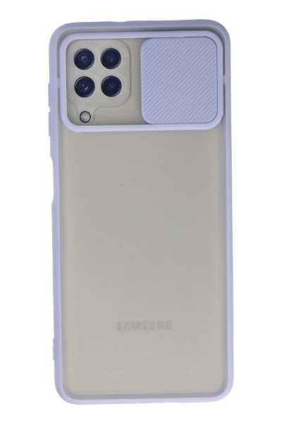 Newface Samsung Galaxy A22 Kılıf Palm Buzlu Kamera Sürgülü Silikon - Lila resmi