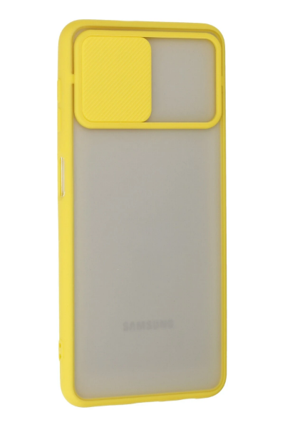 Newface Samsung Galaxy A22 Kılıf Palm Buzlu Kamera Sürgülü Silikon - Sarı resmi