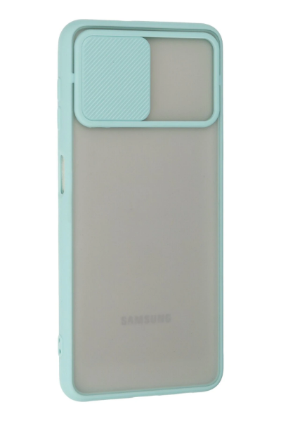 Newface Samsung Galaxy A22 Kılıf Palm Buzlu Kamera Sürgülü Silikon - Turkuaz resmi