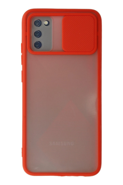 Newface Samsung Galaxy A03S Kılıf Palm Buzlu Kamera Sürgülü Silikon - Kırmızı resmi