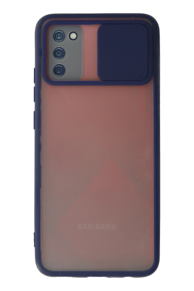 Newface Samsung Galaxy A03S Kılıf Palm Buzlu Kamera Sürgülü Silikon - Lacivert resmi