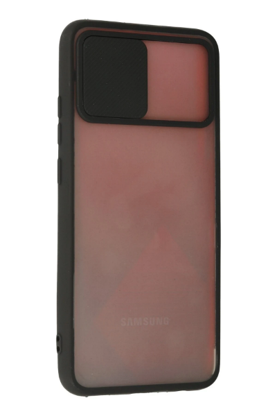 Newface Samsung Galaxy A03S Kılıf Palm Buzlu Kamera Sürgülü Silikon - Siyah resmi