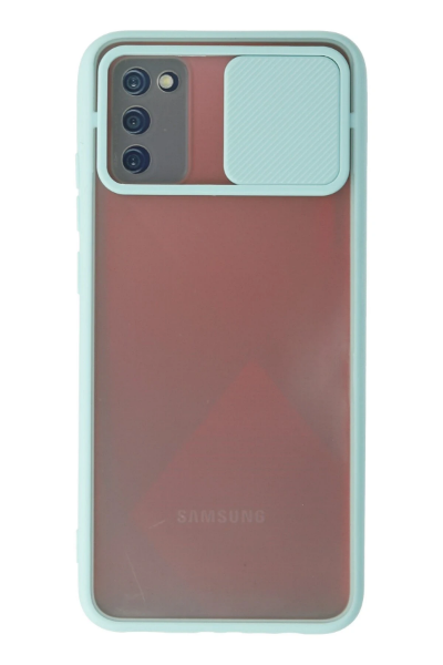 Newface Samsung Galaxy A03S Kılıf Palm Buzlu Kamera Sürgülü Silikon - Turkuaz resmi