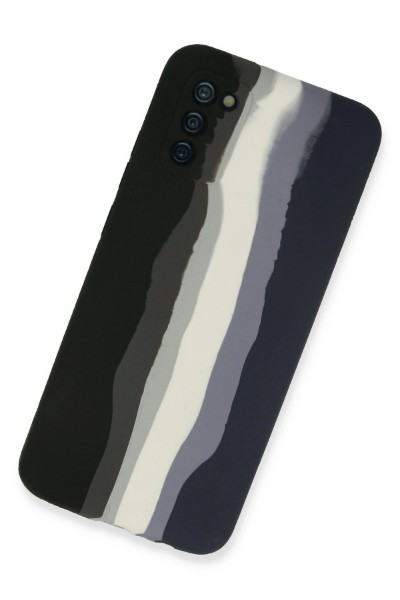 Newface Samsung Galaxy A03S Kılıf Ebruli Lansman Silikon - Siyah-Lacivert resmi