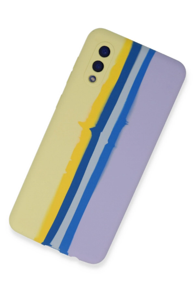 Newface Samsung Galaxy A02 Kılıf Ebruli Lansman Silikon - Sarı-Lila resmi