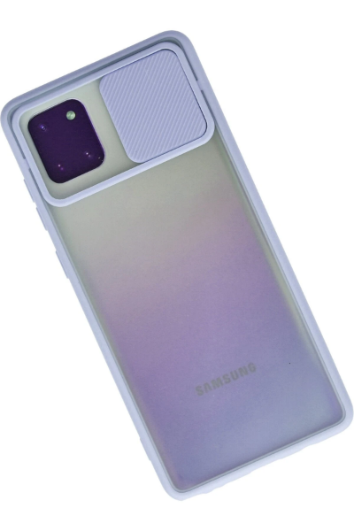 Newface Samsung Galaxy A81 / Note 10 Lite Kılıf Palm Buzlu Kamera Sürgülü Silikon - Lila resmi