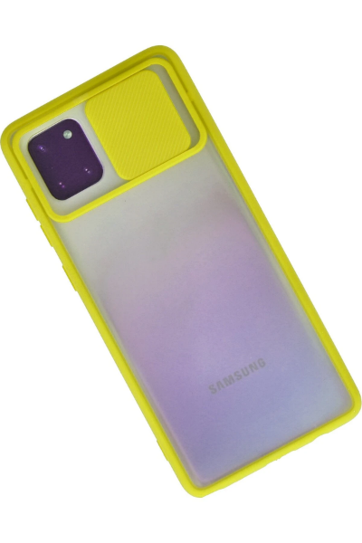 Newface Samsung Galaxy A81 / Note 10 Lite Kılıf Palm Buzlu Kamera Sürgülü Silikon - Sarı resmi