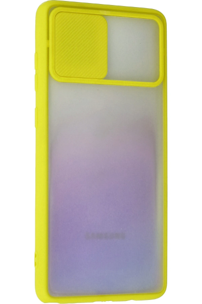Newface Samsung Galaxy A81 / Note 10 Lite Kılıf Palm Buzlu Kamera Sürgülü Silikon - Sarı resmi