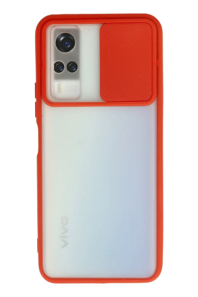 Newface Vivo Y53S Kılıf Palm Buzlu Kamera Sürgülü Silikon - Kırmızı resmi