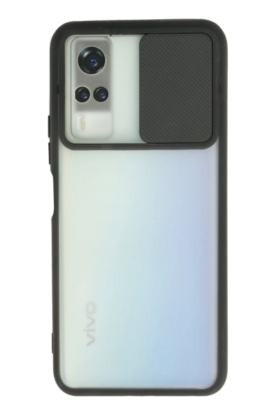 Newface Vivo Y53S Kılıf Palm Buzlu Kamera Sürgülü Silikon - Siyah resmi