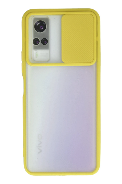 Newface Vivo Y53S Kılıf Palm Buzlu Kamera Sürgülü Silikon - Sarı resmi