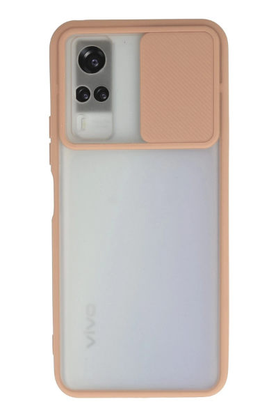 Newface Vivo Y53S Kılıf Palm Buzlu Kamera Sürgülü Silikon - Pembe resmi
