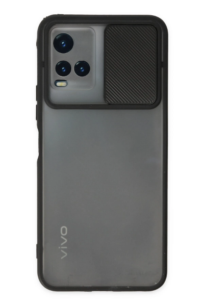 Newface Vivo Y33S Kılıf Palm Buzlu Kamera Sürgülü Silikon - Siyah resmi