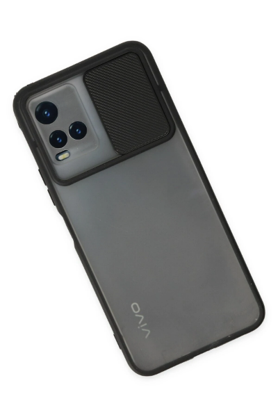 Newface Vivo Y33S Kılıf Palm Buzlu Kamera Sürgülü Silikon - Siyah resmi