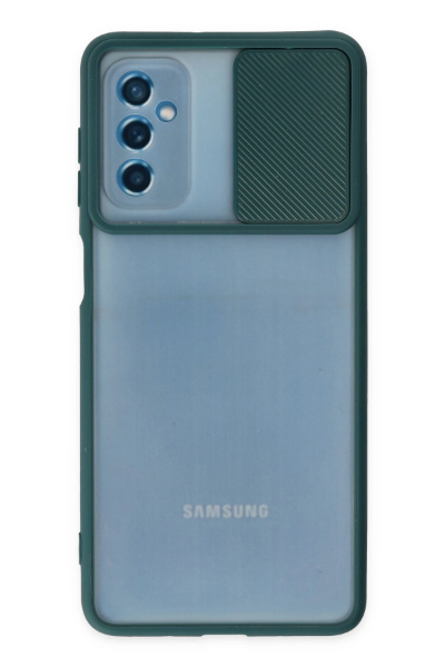 Newface Samsung Galaxy M52 5G Kılıf Palm Buzlu Kamera Sürgülü Silikon - Yeşil resmi