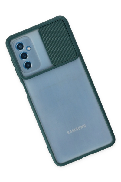 Newface Samsung Galaxy M52 5G Kılıf Palm Buzlu Kamera Sürgülü Silikon - Yeşil resmi