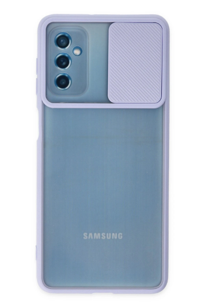 Newface Samsung Galaxy M52 5G Kılıf Palm Buzlu Kamera Sürgülü Silikon - Lila resmi