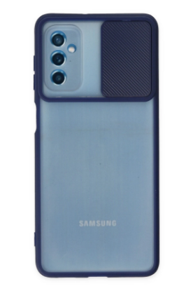 Newface Samsung Galaxy M52 5G Kılıf Palm Buzlu Kamera Sürgülü Silikon - Lacivert resmi