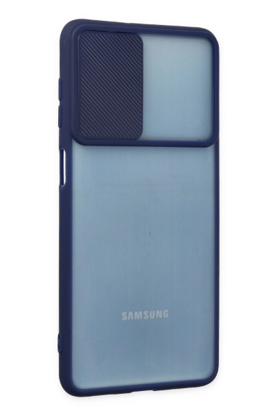 Newface Samsung Galaxy M52 5G Kılıf Palm Buzlu Kamera Sürgülü Silikon - Lacivert resmi