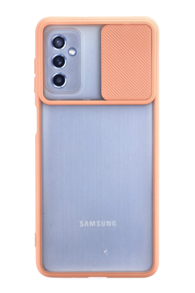 Newface Samsung Galaxy M52 5G Kılıf Palm Buzlu Kamera Sürgülü Silikon - Pembe resmi