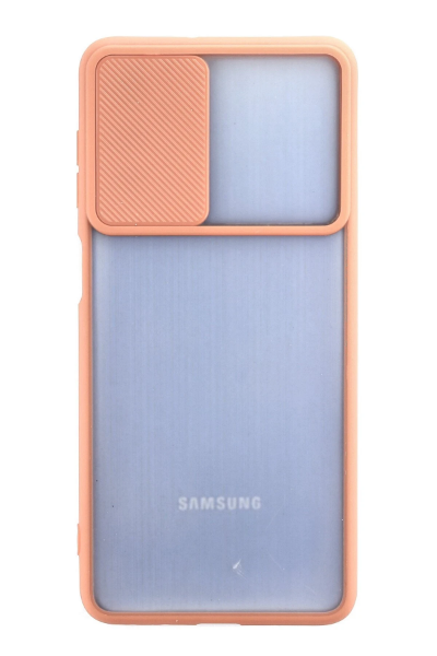 Newface Samsung Galaxy M52 5G Kılıf Palm Buzlu Kamera Sürgülü Silikon - Pembe resmi