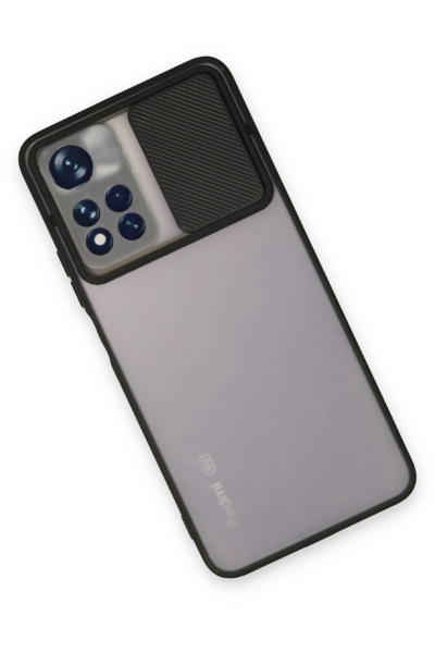 Newface Xiaomi Redmi Note 11T Kılıf Palm Buzlu Kamera Sürgülü Silikon - Siyah resmi