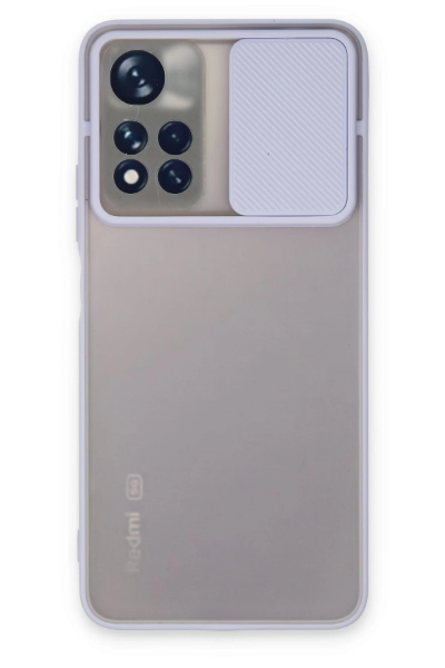 Newface Xiaomi Redmi Note 11T Kılıf Palm Buzlu Kamera Sürgülü Silikon - Lila resmi