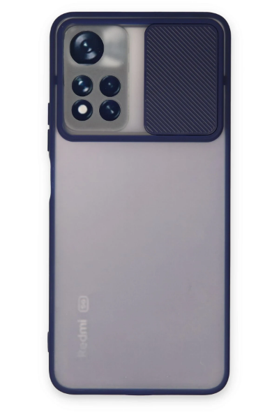 Newface Xiaomi Redmi Note 11 Pro Plus 5G Kılıf Palm Buzlu Kamera Sürgülü Silikon - Lacivert resmi