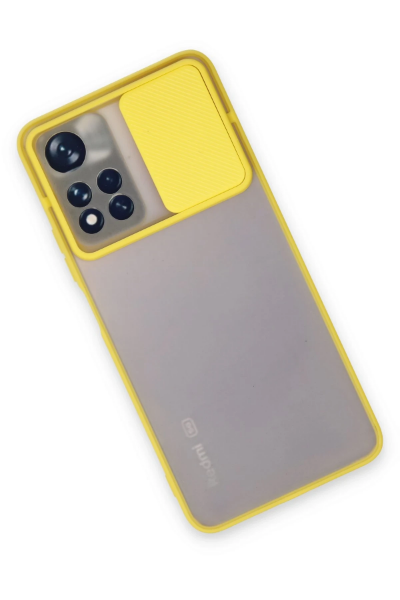 Newface Xiaomi Redmi Note 11 Pro Plus 5G Kılıf Palm Buzlu Kamera Sürgülü Silikon - Sarı resmi