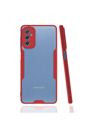 Newface Samsung Galaxy M52 5G Kılıf Platin Silikon - Kırmızı resmi
