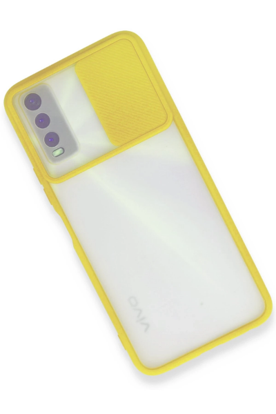Newface Vivo Y11S Kılıf Palm Buzlu Kamera Sürgülü Silikon - Sarı resmi