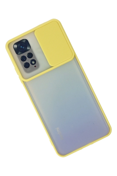 Newface Xiaomi Redmi Note 11 Kılıf Palm Buzlu Kamera Sürgülü Silikon - Sarı resmi