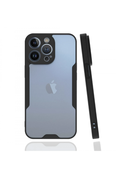 Newface iPhone 13 Pro Max Kılıf Platin Silikon - Siyah resmi
