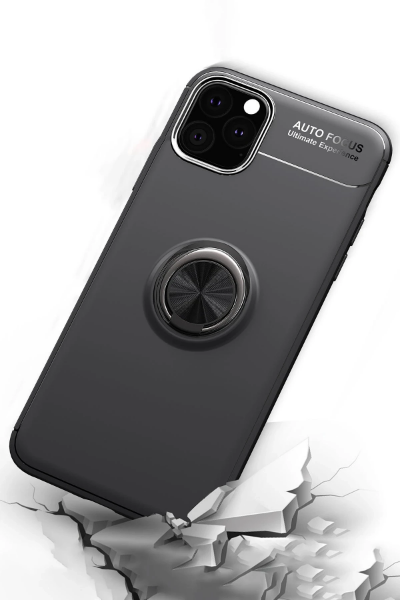 Newface iPhone 11 Pro Kılıf Range Yüzüklü Silikon - Siyah-Kırmızı resmi