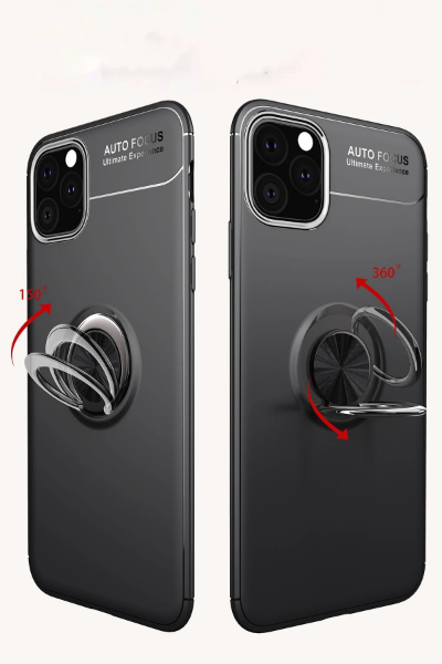 Newface iPhone 11 Pro Kılıf Range Yüzüklü Silikon - Siyah-Mavi resmi